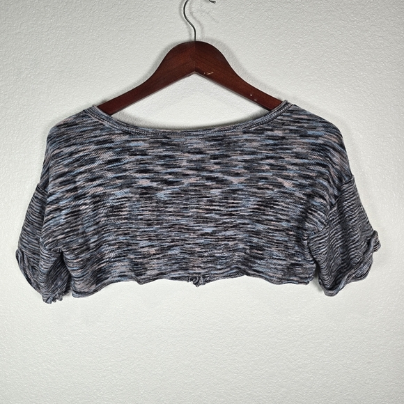 Anthropologie Daily Practice Size XS Short Sleeve Cropped Cardigan Top Space Dye - Picture 7 of 7